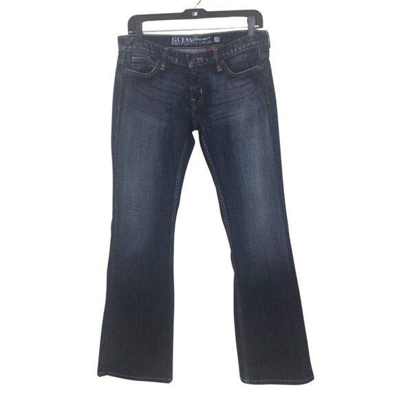 Guess Jeans Women’s 29 Blue Foxy Flare Denim Stretch Distressed - Picture 1 of 10